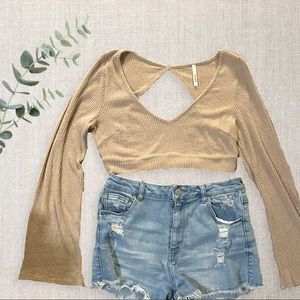 Sweater crop top open back